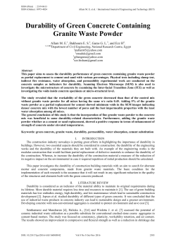 Durability of Green Concrete Containing Granite Waste Powder