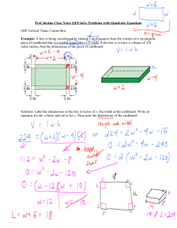 PreCalculus Class Notes QF8 Solve Problems with Quadratic