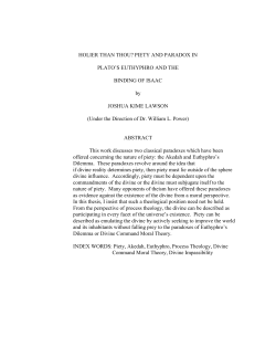 PIETY AND PARADOX IN PLATO`S EUTHYPHRO AND THE