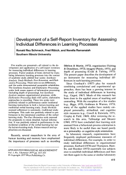 Development of a Self-Report Inventory for Assessing