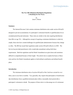 The New IRS Minimum Distribution Regulations A Roadmap for the