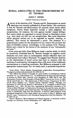 moral absolutes in the predecessors of st. thomas
