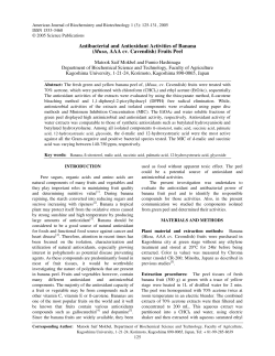 Antibacterial and Antioxidant Activities of Banana