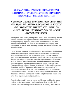 "HARD TARGET" for - Alexandria Police Department