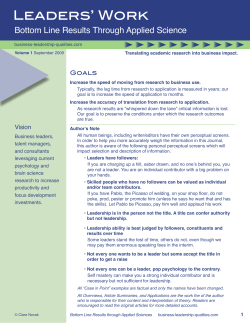 Leaders` Work - Business Leadership Qualities