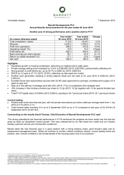 07 Sep 2016 Final Results for the year ended 30 June 2016