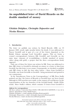 An unpublished letter of David Ricardo on the double standard of