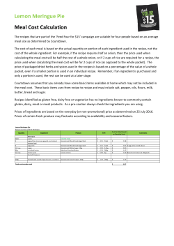 Lemon Meringue Pie Meal Cost Calculation