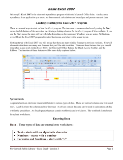 Basic Excel - Northbrook Public Library