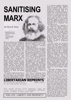 sanitising marx - Libertarian Alliance