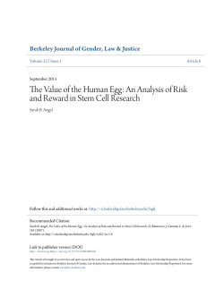 The Value of the Human Egg: An Analysis of Risk and Reward in