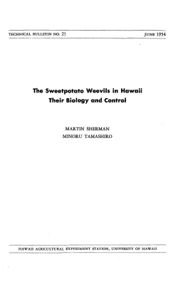 The Sweetpotato Weevils in Hawaii Their Biology and Control
