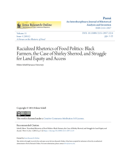 Racialized Rhetorics of Food Politics: Black Farmers, the Case of