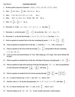 1. Do these points represent a function? ( &minus;4, 6 ) , ( 7, 1 ) , ( 2, &minus;9