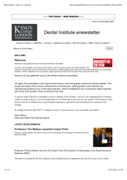 Dental Institute enewsletter