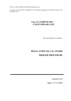 M 5658 Unilever Sara Lee Decision non-confidential v2