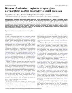 Distress of ostracism: oxytocin receptor gene polymorphism confers
