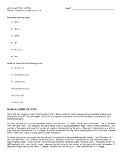 NOMENCLATURE OF ACIDS