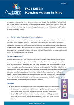 Fact Sheet – Keeping Autism in Mind