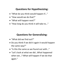 Questions for Hypothesizing