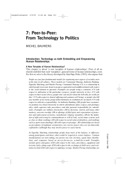 7: Peer-to-Peer: From Technology to Politics