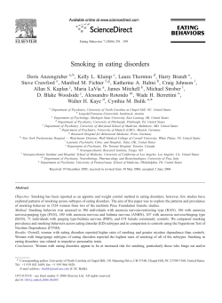Smoking in eating disorders - UCSD Eating Disorders Center