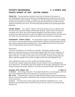 PASTOR`S MEANDERINGS 5 &ndash; 6 MARCH 2016 FOURTH SUNDAY