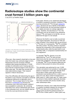 Radioisotope studies show the continental crust formed 3 billion