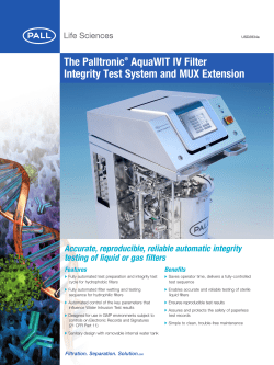 The Palltronic&reg; AquaWIT IV Filter Integrity Test