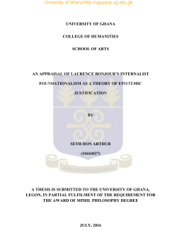 An Appraisal of Laurence Bonjour`s Internalist Foundationalism as a