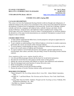 EVANGEL UNIVERSITY Dr. Lois E. Olena RELG 475