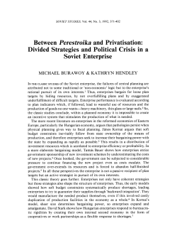 Between Perestroika and Privatisation