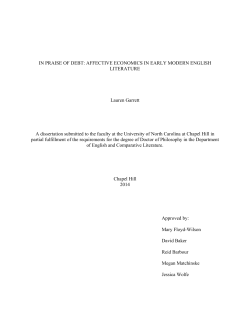 IN PRAISE OF DEBT: AFFECTIVE ECONOMICS IN EARLY