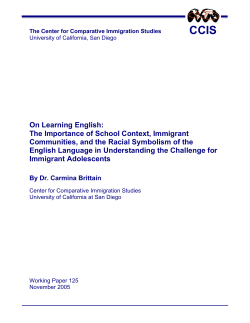 On Learning English: The Importance of School Context, Immigrant