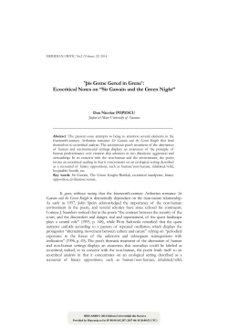 Ecocritical Notes on &ldquo;Sir Gawain and the Greeen Knight&rdquo;