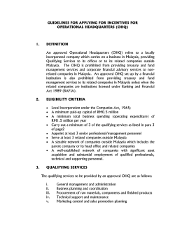 GUIDELINES FOR APPLYING FOR INCENTIVES FOR