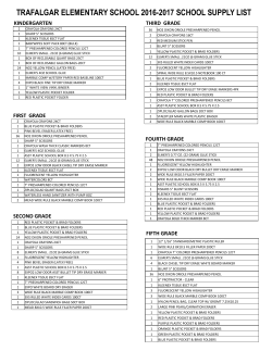 Trafalgar Elementary 2016_2017 Supply List by Grade