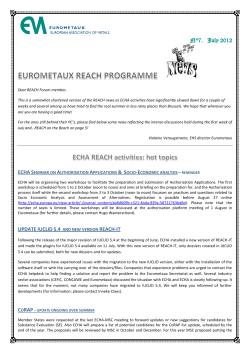 N&deg;7. July 2012 - REACH Metals Gateway