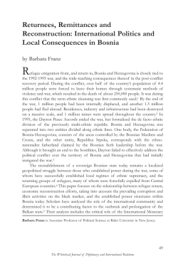 Returnees, Remittances and Reconstruction: International Politics