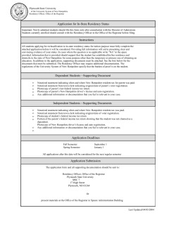 Residency Application - Plymouth State University