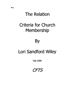The Relation: Criteria for Church Membership
