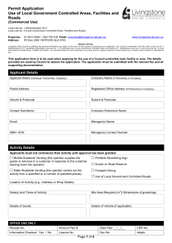 Permit Application Use of Local Government Controlled Areas