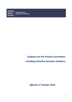 Guidance for the Practice Committees including Indicative Sanctions