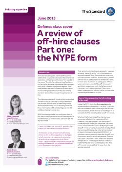 A review of off-hire clauses Part one: the NYPE form