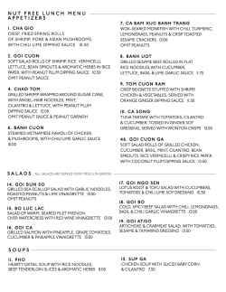 nut free lunch menu appetizers soups
