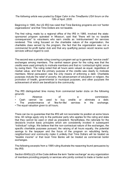 Edgar Cahn`s comments on the IRS in the USA