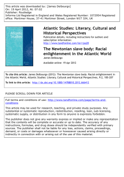 The Newtonian slave body: Racial enlightenment in the Atlantic World