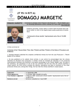 Case Information Sheet - International Criminal Tribunal for the