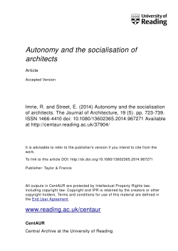Autonomy and the socialisation of architects
