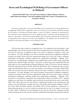 Stress and Psychological Well-Being of Government Officers in